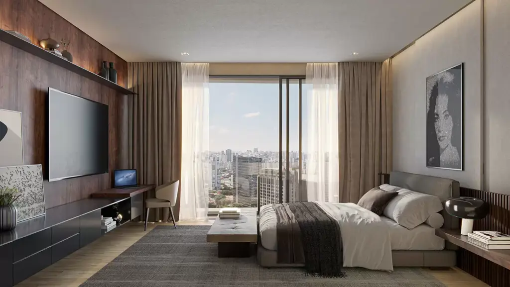 Suíte Master Do Apartamento De 541 M² Do Vizcaya Itaim, Perspectiva Ilustrada